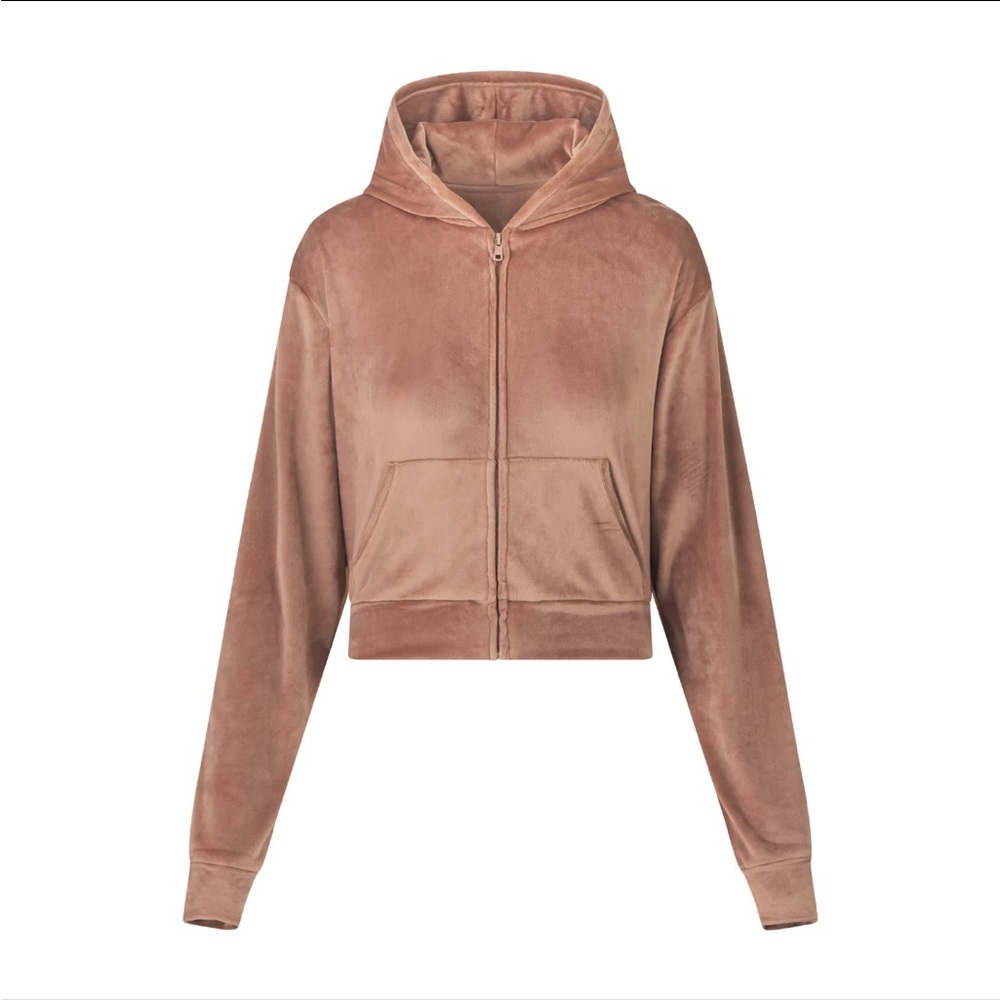 NWT SKIMS Sienna Velour Crop Hoodie 2X